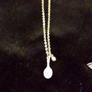 Tennis Racket and Ball Pendant and  chain.
